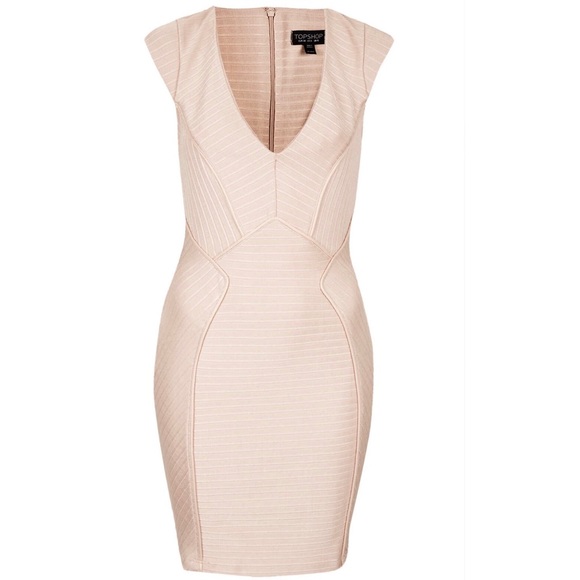 Topshop Dresses & Skirts - TOPSHOP Natural Ribbed V Bandage Bodycon Dress ❤️